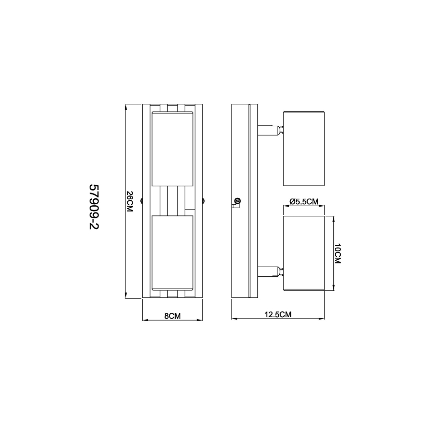 Globo - Strahler 2xGU10/25W/230V schwarz