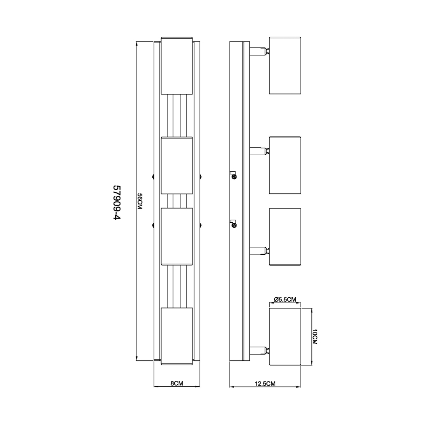 Globo - Strahler 4xGU10/25W/230V schwarz