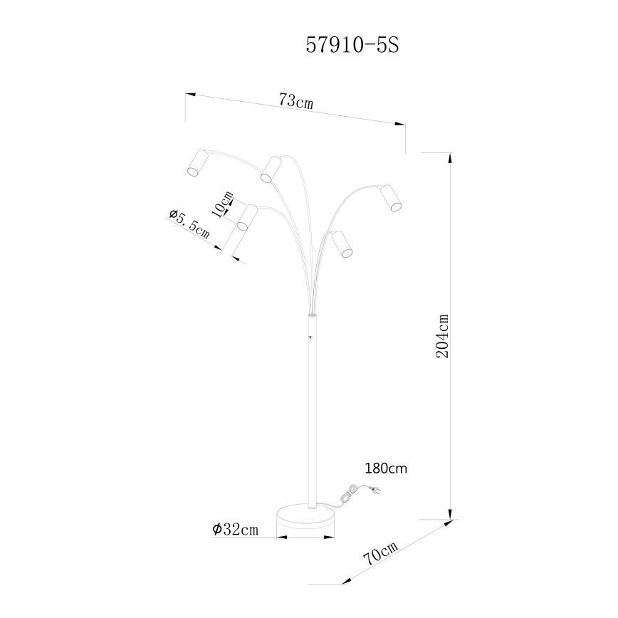Globo - Stehleuchte 5xGU10/35W/230V