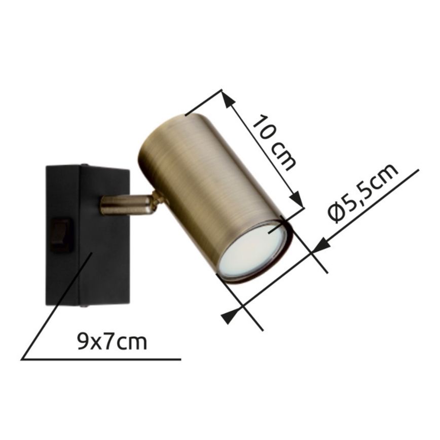 Globo - Wandleuchte Spot 1xGU10/25W/230V Schwarz/Messing