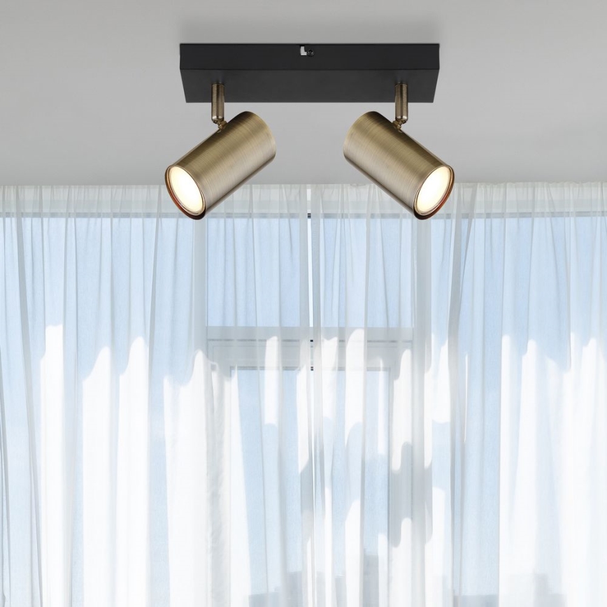 Globo - Einbauleuchte 2xGU10/35W/230V schwarz/ messing