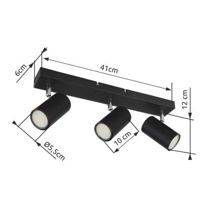 Globo - Deckenstrahler 3xGU10/35W/230V Schwarz