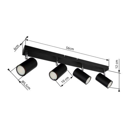 Globo - Deckenstrahler 4xGU10/35W/230V Schwarz