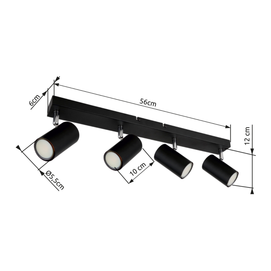 Globo - Deckenstrahler 4xGU10/35W/230V Schwarz