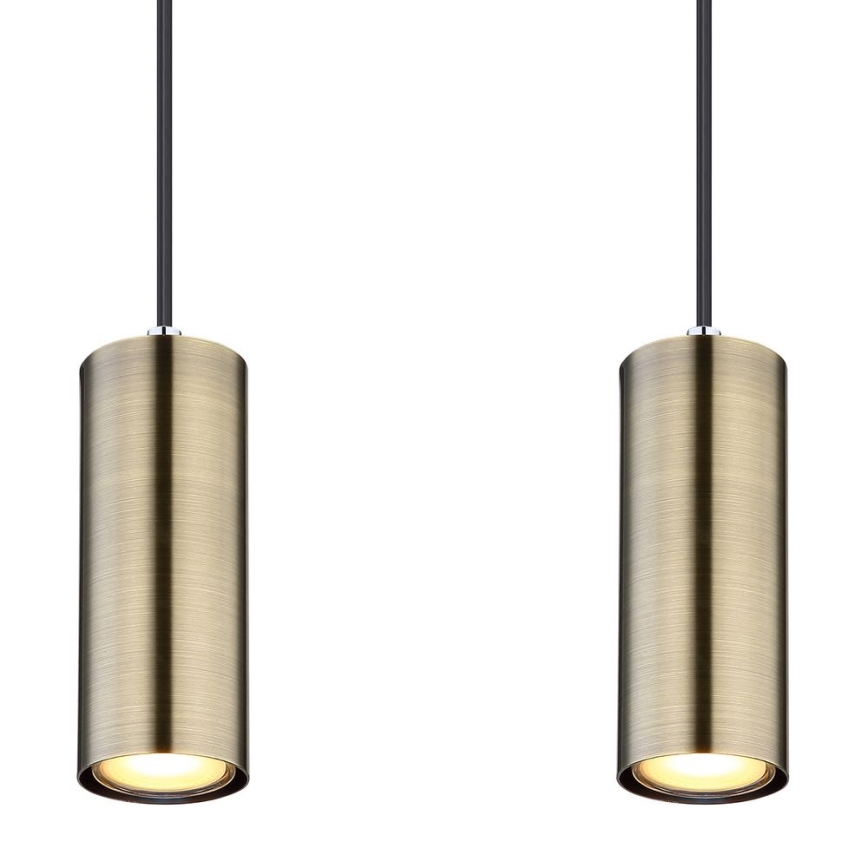 Globo - Hängeleuchte an Kabel 4xGU10/35W/230V schwarz/Messing