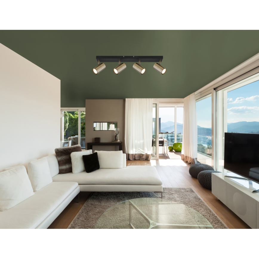 Globo - Deckenstrahler 4xGU10/35W/230V schwarz/Messing