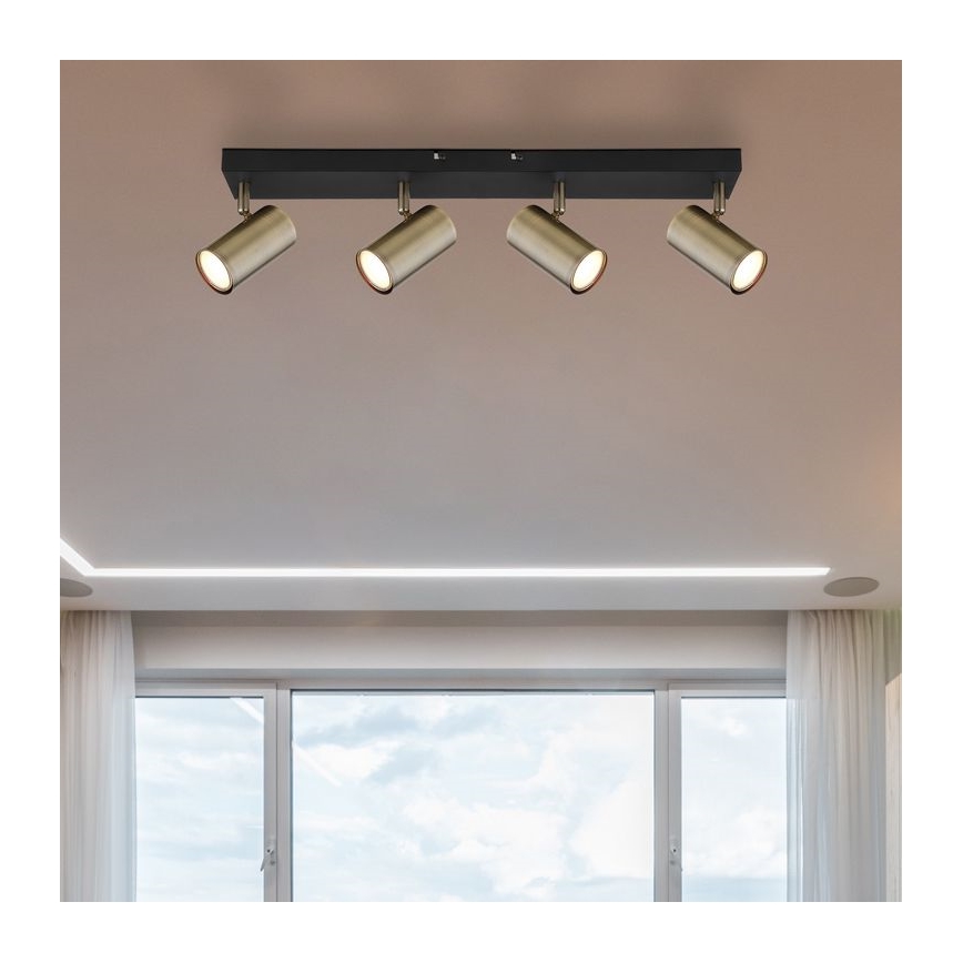 Globo - Deckenstrahler 4xGU10/35W/230V schwarz/Messing