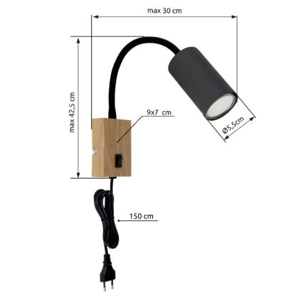 Globo - Flexible Wandleuchte 1xGU10/25W/230V grau/braun