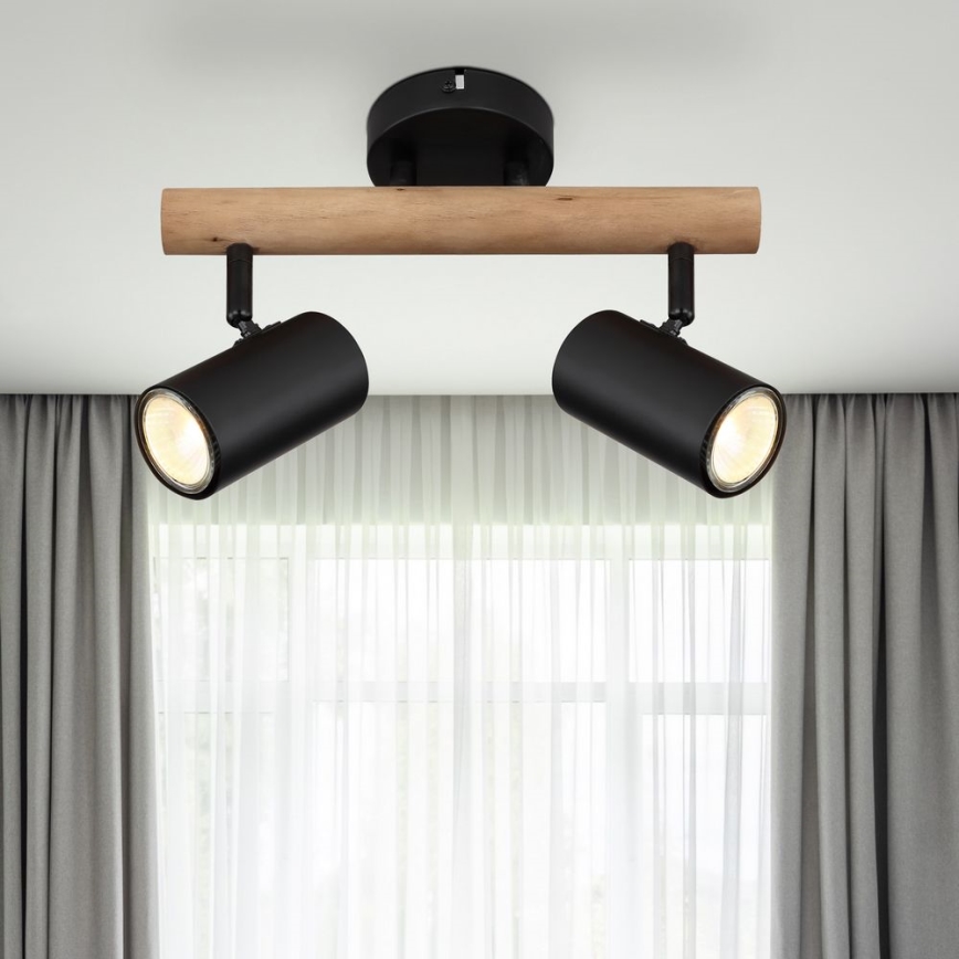 Globo - Deckenstrahler 2xGU10/5W/230V Holz/Metall