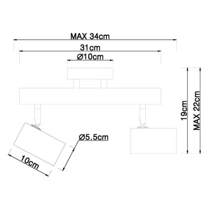 Globo - Spotlight 2xGU10/5W/230V Holz/Metall