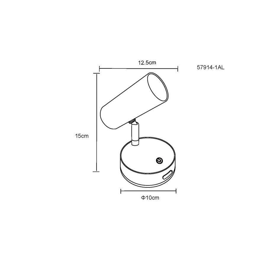 Globo - LED, dimmbarer, wiederaufladbarer Wand-Spot LED/0,4W/3,7V 1800 mAh schwarz