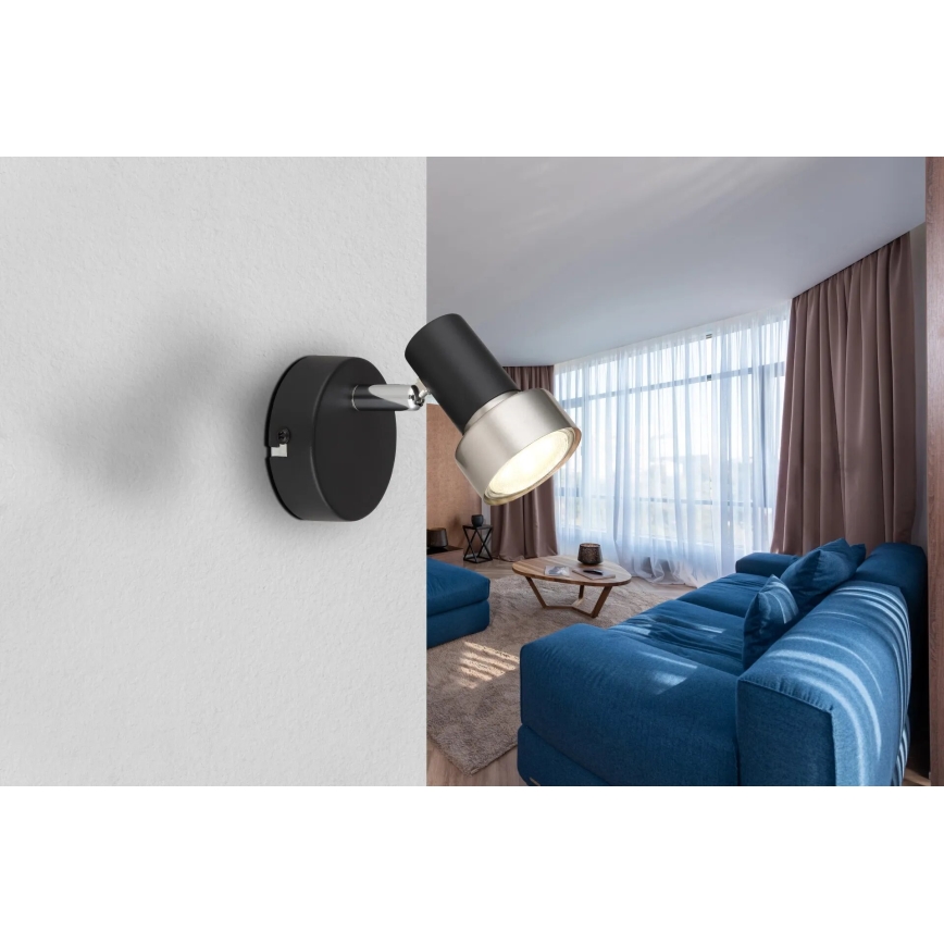 Globo - Wandstrahler 1xGU10/25W/230V schwarz/silbern