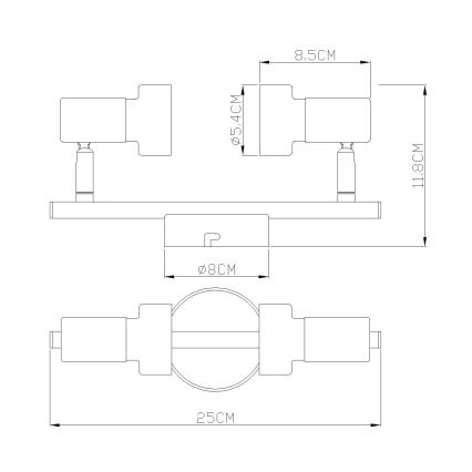 Globo - Strahler  2xGU10/25W/230V schwarz/golden