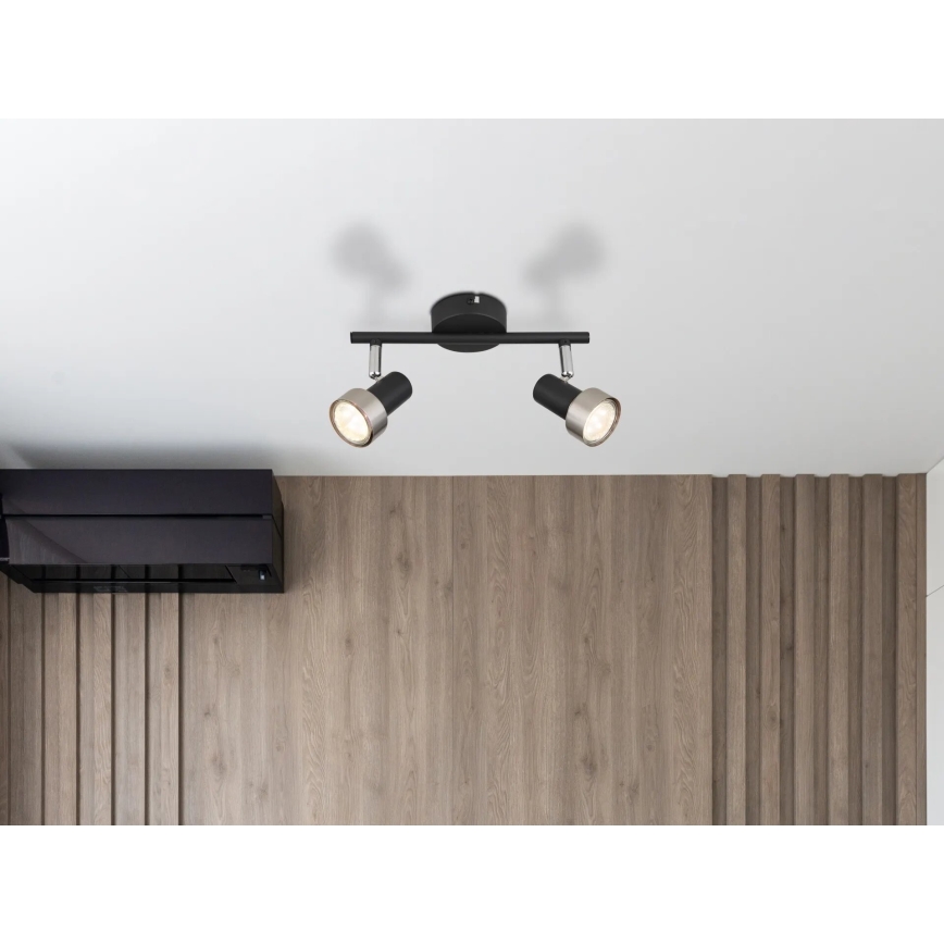 Globo - Strahler  2xGU10/25W/230V schwarz/silbern