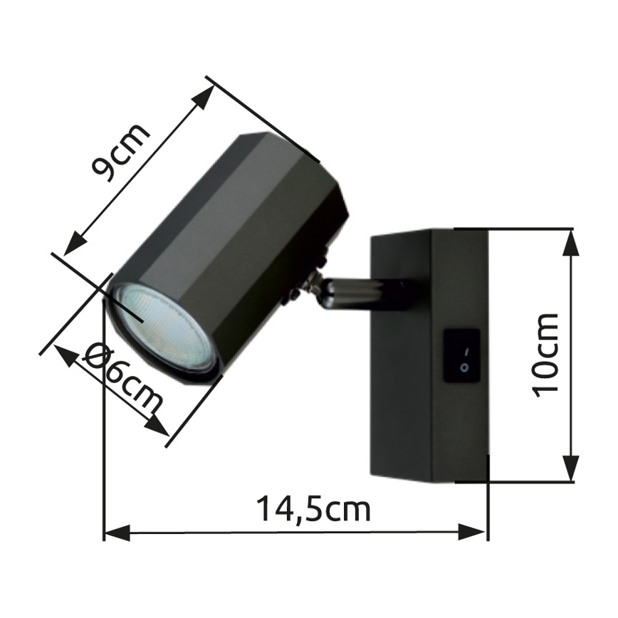 Globo - Wandstrahler 1xGU10/25W/230V schwarz
