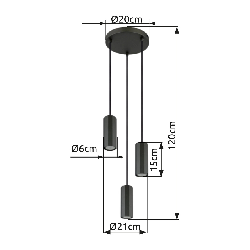 Globo - Hängeleuchte 3xGU10/25W/230V schwarz