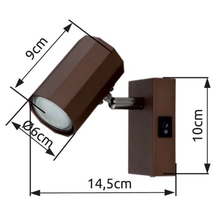 Globo - Wandstrahler 1xGU10/25W/230V braun