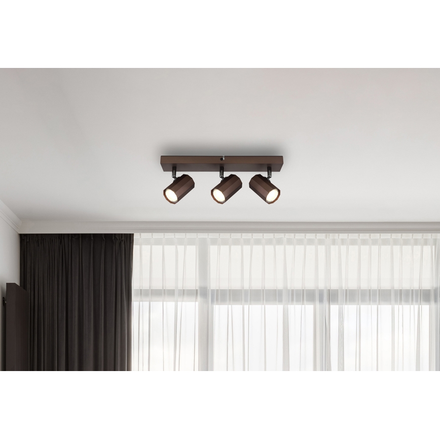 Globo - Strahler 3xGU10/25W/230V braun