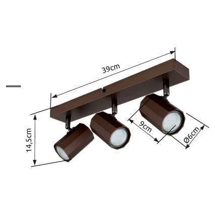 Globo - Strahler 3xGU10/25W/230V braun