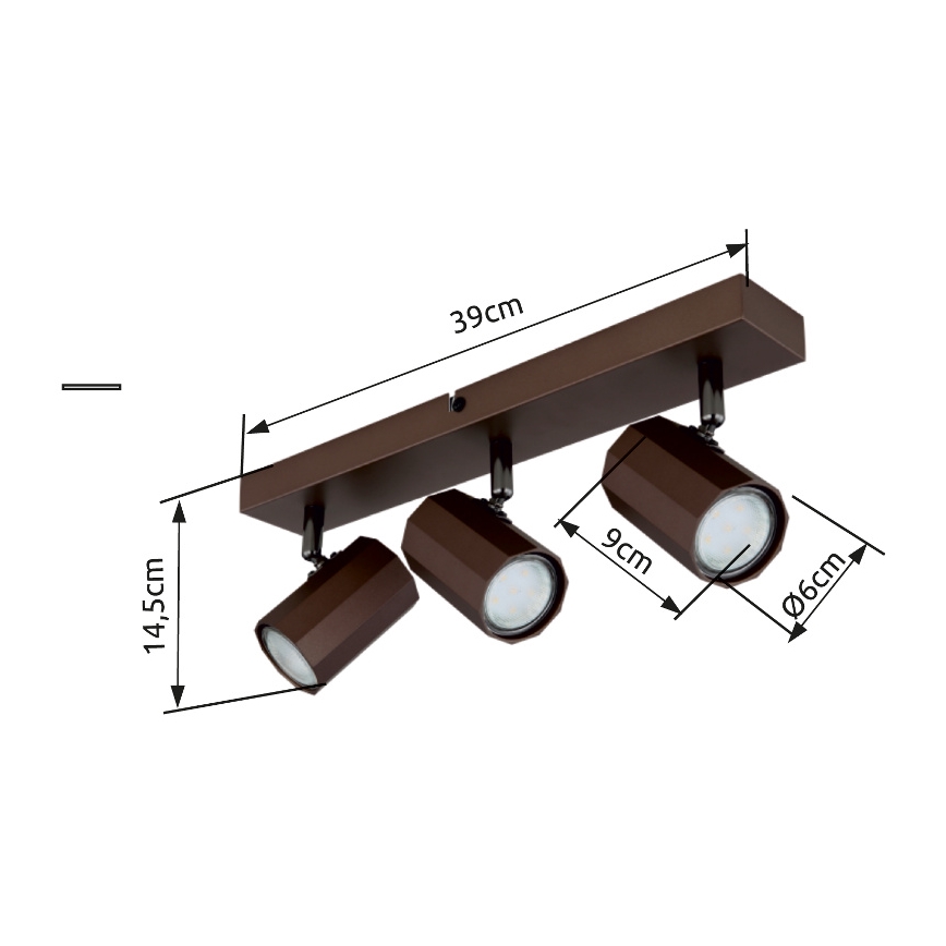 Globo - Strahler 3xGU10/25W/230V braun