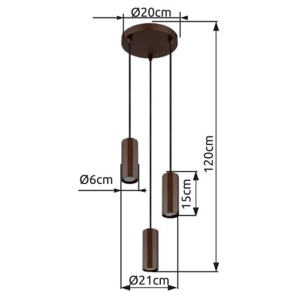Globo - Hängeleuchte 3xGU10/25W/230V braun