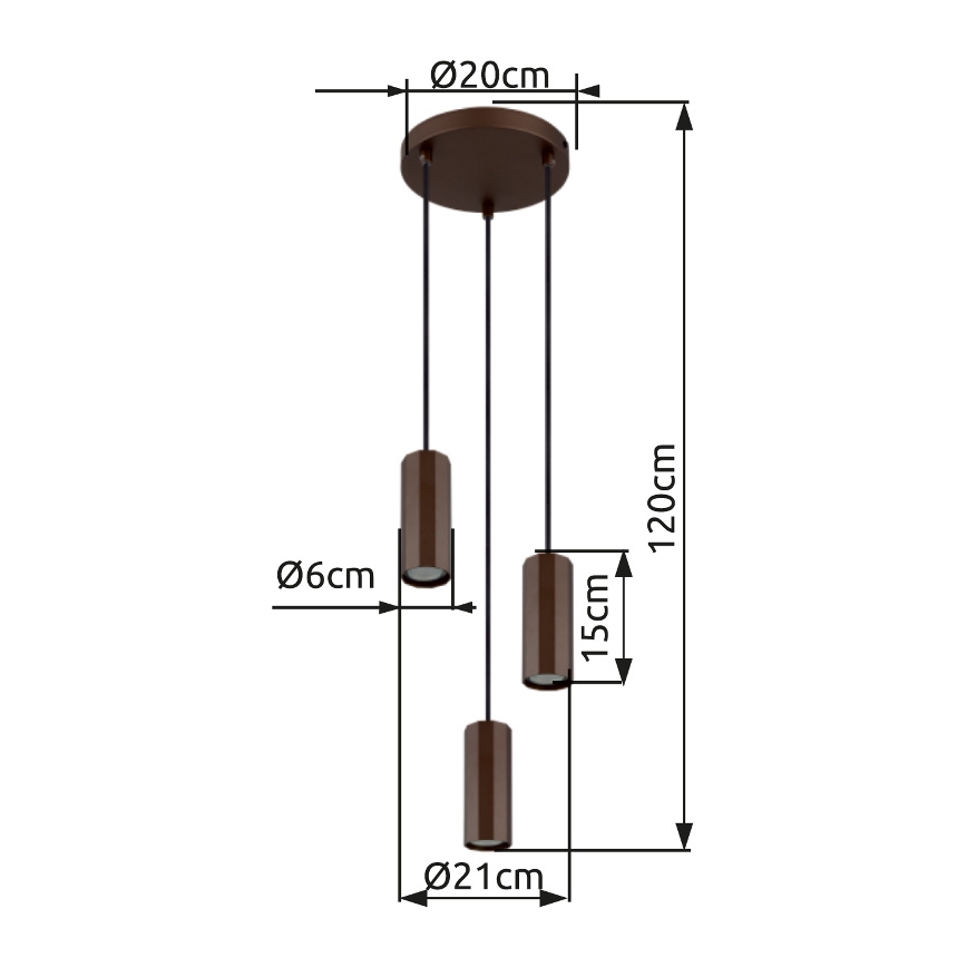 Globo - Hängeleuchte 3xGU10/25W/230V braun