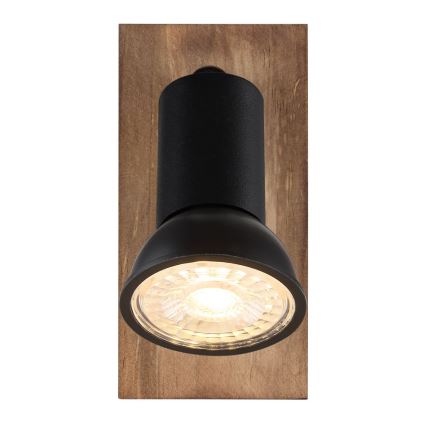 Globo - Wandleuchte mit 1xGU10/35W/230V Spot, Holz/Schwarz