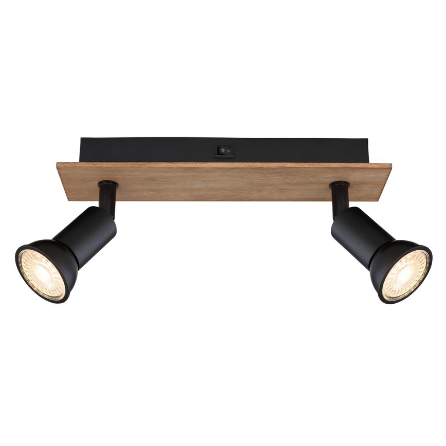 Globo - Spotlight 2xGU10/35W/230V Holz/schwarz