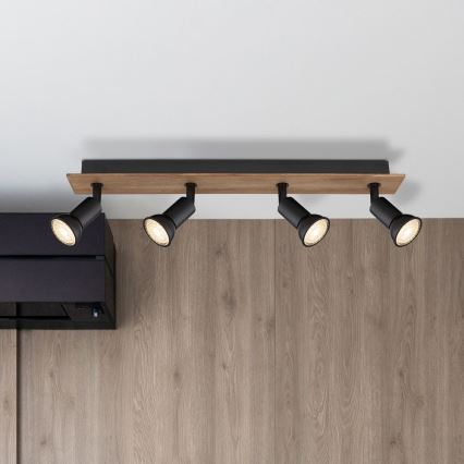 Globo - Deckenstrahler 4xGU10/35W/230V Holz/Metall