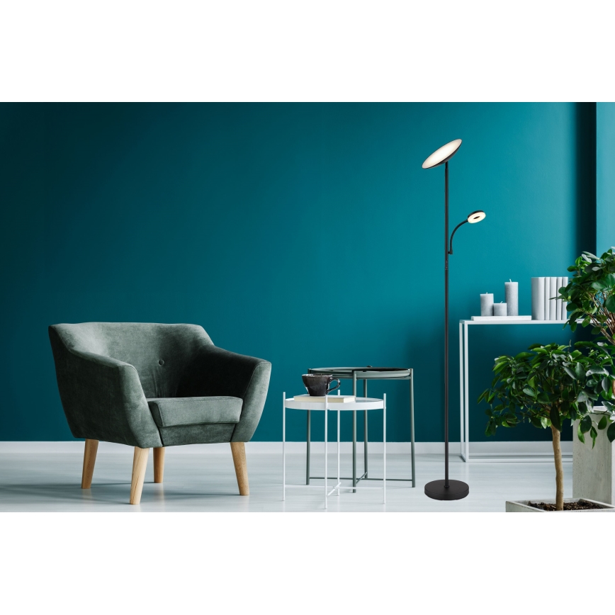 Globo - LED dimmbare Stehleuchte LED/20W/230V+ LED/5W 3000/4000/6500K schwarz