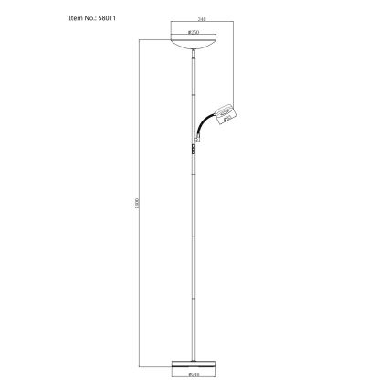 Globo - LED dimmbare Stehleuchte LED/20W/230V+ LED/5W 3000/4000/6500K schwarz