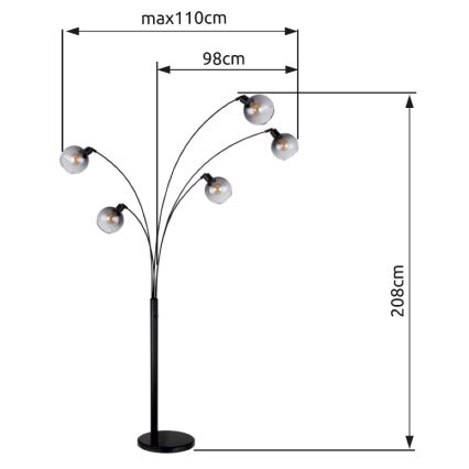 Globo - Stehleuchte 5xE27/40W/230V rauchig