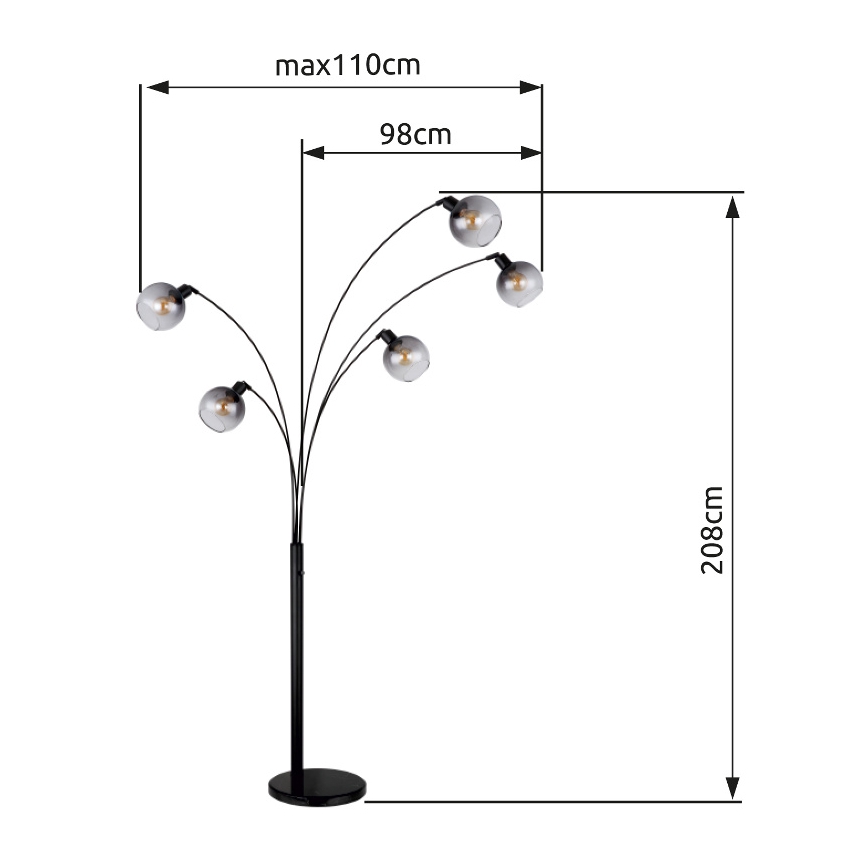 Globo - Stehleuchte 5xE27/40W/230V rauchig