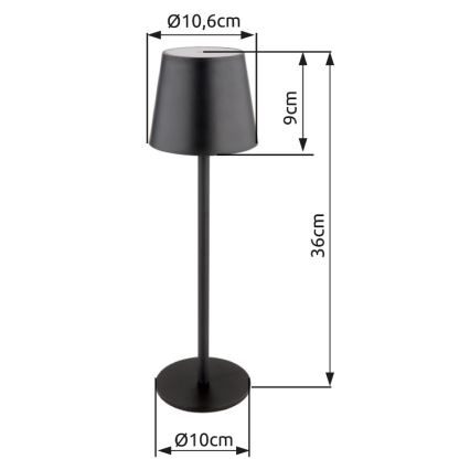 Globo - Dimmbare LED-Outdoor-Leuchte mit Touch-Funktion LED/3W/3,7V IP44 1800mAh + USB schwarz