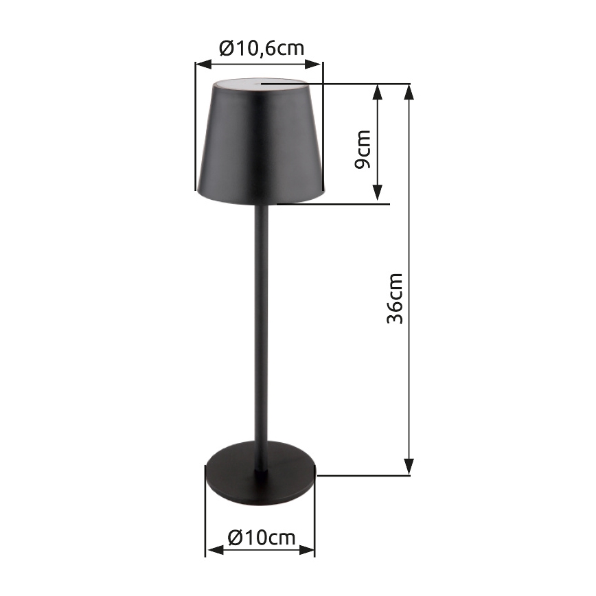 Globo - Dimmbare LED-Outdoor-Leuchte mit Touch-Funktion LED/3W/3,7V IP44 1800mAh + USB schwarz