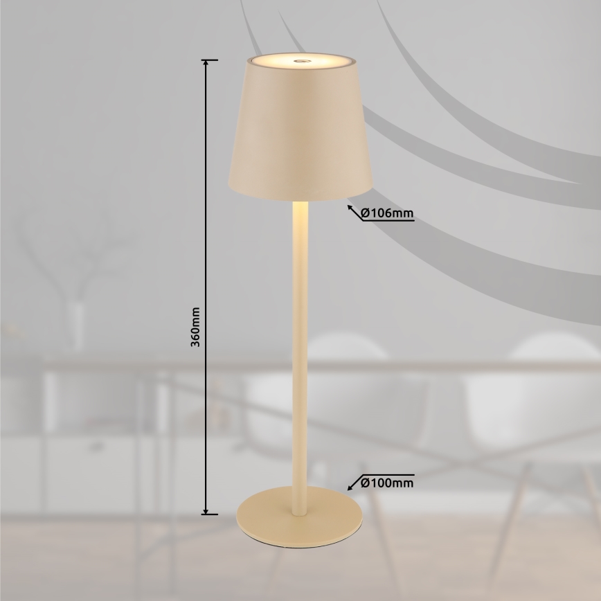 Globo - Dimmbare LED-Outdoor-Leuchte mit Touch-Funktion LED/3W/3,7V IP44 1800 mAh USB beige