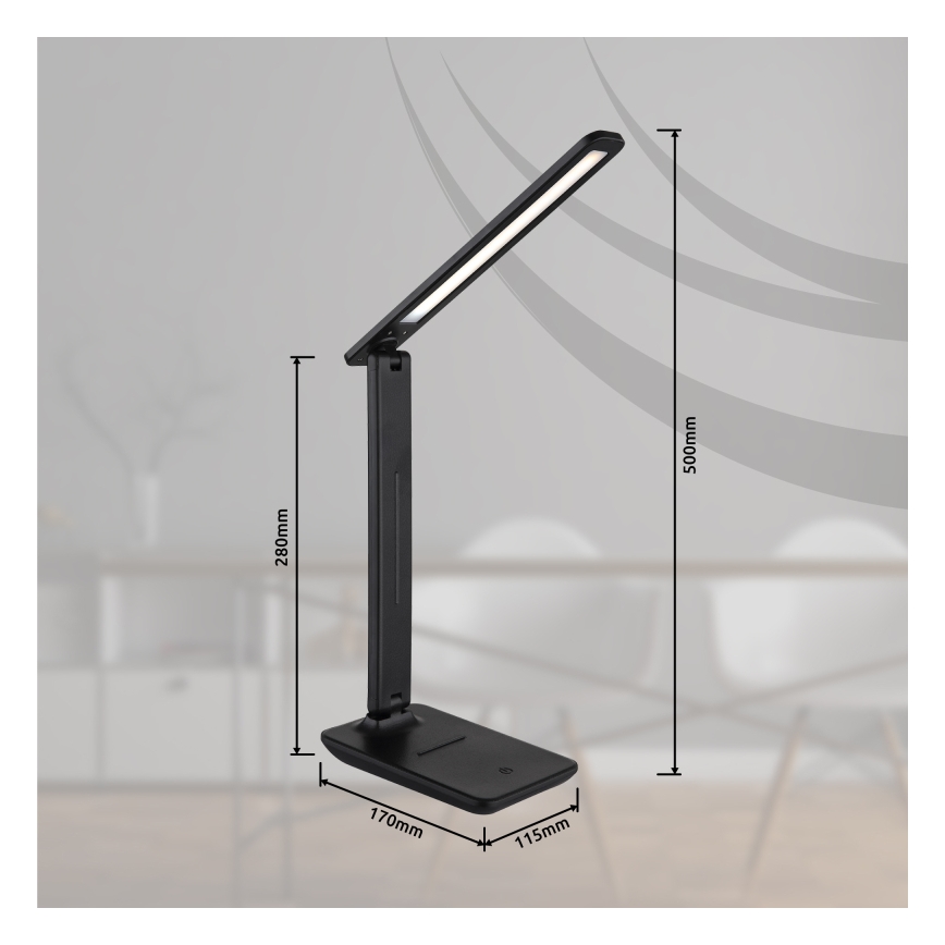 Globo - LED Touch-dimmbare wiederaufladbare Tischlampe LED/4W/5V 2700/4000/6500K 1800 mAh schwarz