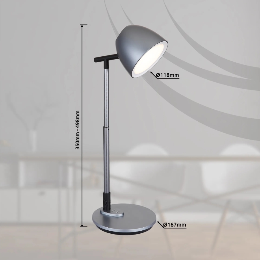 Globo - Dimmbare LED-Tischleuchte mit Touch-Funktion LED/7,5W/230V 3000K/4000K/6500K grau