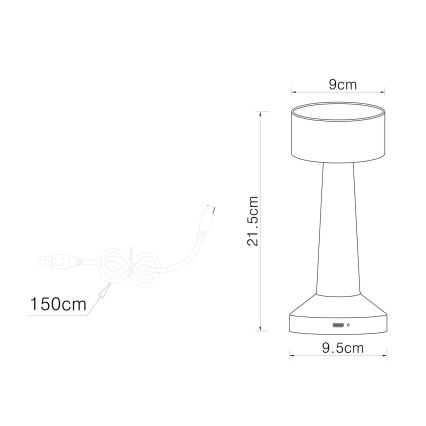 Globo - Dimmbare LED-Tischleuchte mit Touch-Funktion LED/1W/3,7V 2700K/4000K/6500K 800 mAh USB golden