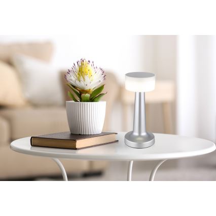 Globo - Dimmbare LED-Tischleuchte mit Touch-Funktion LED/1W/3,7V 2700K/4000K/6500K 800 mAh USB matt Chrom