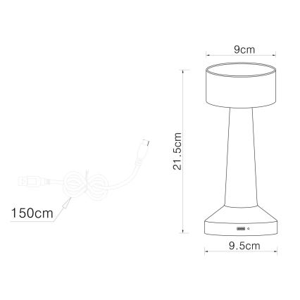 Globo - Dimmbare LED-Tischleuchte mit Touch-Funktion LED/1W/3,7V 2700K/4000K/6500K 800 mAh USB matt Chrom