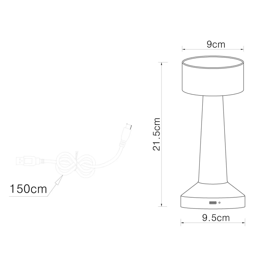 Globo - Dimmbare LED-Tischleuchte mit Touch-Funktion LED/1W/3,7V 2700K/4000K/6500K 800 mAh USB matt Chrom