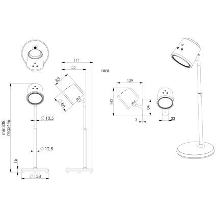 Globo - Dimmbare LED-Tischleuchte mit Touch-Funktion 4in1 LED/6W/3,7V 3000K/4000K/6500K 1500 mAh USB schwarz