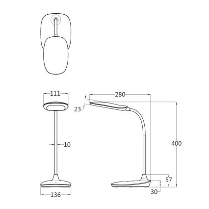 Globo - Dimmbare LED-Tischleuchte mit Touch-Funktion LED/9W/230V 3000K/4000K/6500K CRI 90 weiß