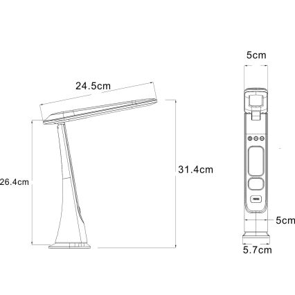 Globo - Dimmbare, berührungsgesteuerte, wiederaufladbare LED-Tischleuchte LED/2W/5V 1800 mAh