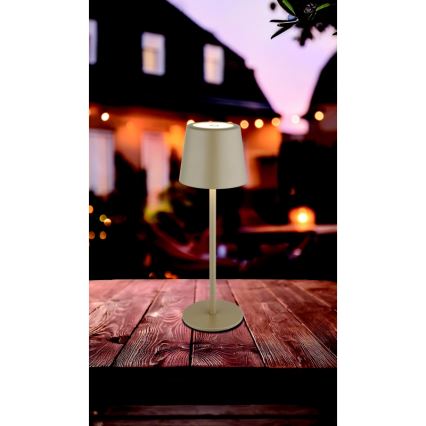 Globo - LED dimmbare Outdoor-Tischlampe mit Touch-Steuerung LED/2W/5V 3000/4000/6000K 2200 mAh IP44 cremefarben