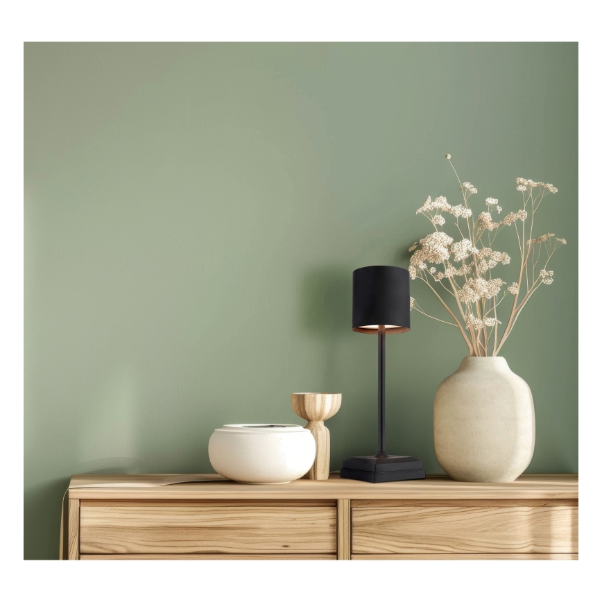 Globo - Dimmbare LED-Tischlampe mit Touch-Bedienung und Akku, 1,5 W/5 V, 2200 mAh, schwarz