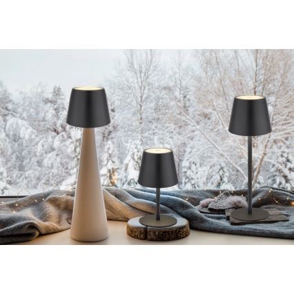 Globo - LED, dimmbar, mit Touch-Bedienung, wiederaufladbare Außen-Tischlampe 3-in-1 LED/3W/5V 3000/4000/5000K IP54 1800 mAh schwarz