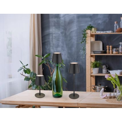 Globo - LED, dimmbar, mit Touch-Bedienung, wiederaufladbare Außen-Tischlampe 3-in-1 LED/3W/5V 3000/4000/5000K IP54 1800 mAh schwarz