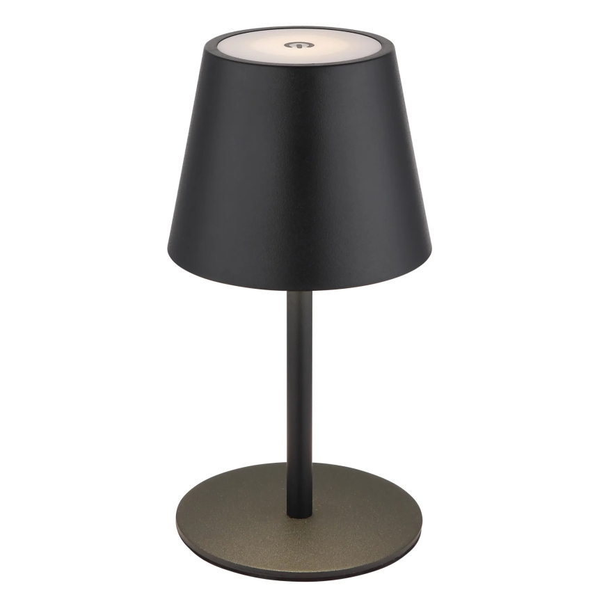 Globo - LED, dimmbar, mit Touch-Bedienung, wiederaufladbare Außen-Tischlampe 3-in-1 LED/3W/5V 3000/4000/5000K IP54 1800 mAh schwarz